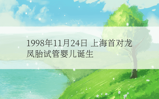 1998年11月24日 上海首对龙凤胎试管婴儿诞生