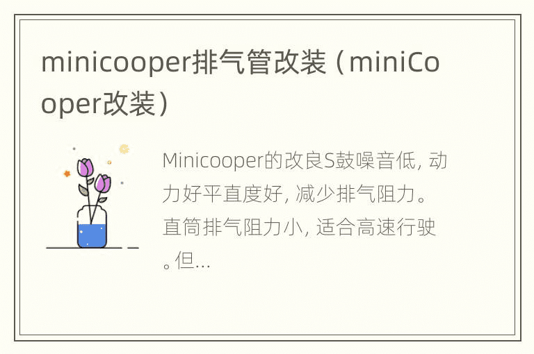 minicooper排气管改装（miniCooper改装）