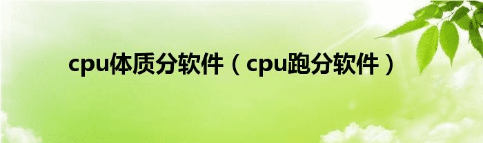cpu物理评分软件（cpu跑分软件） 