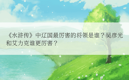 《水浒传》中辽国最厉害的将领是谁？吴彦光和艾力克谁更厉害？ 